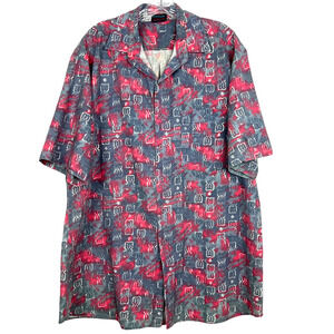 MAUI Men's Button-up Shirt Short Sleeves Colorful 100% Cotton Made in USA Size L